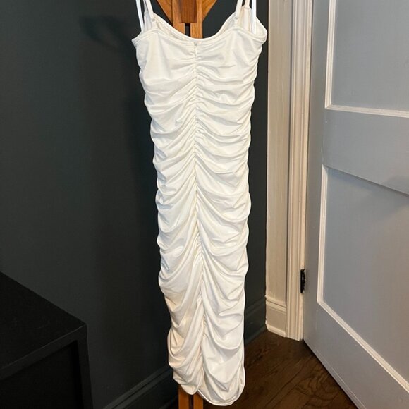 Revolve Superdown White Ruched Dress- size S - Picture 2 of 6